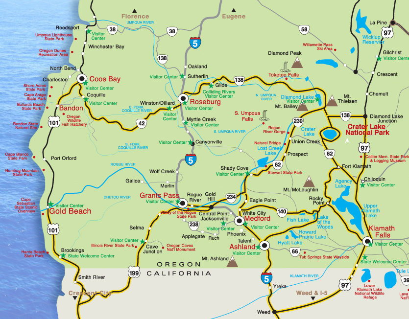 Maps Crater Lake Oregon Lodging Restaurants Things To Do   Byway Map 2 